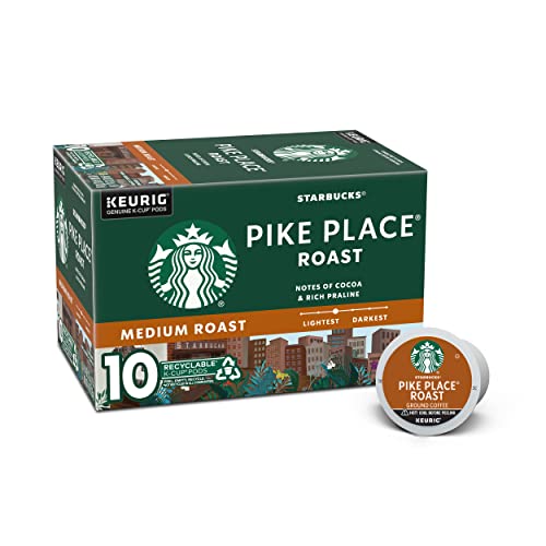 Starbucks K-Cup Coffee Pods, Medium Roast Coffee, Pike Place Roast For Keurig Coffee Makers, 100% Arabica, 1 Box (10 Pods)